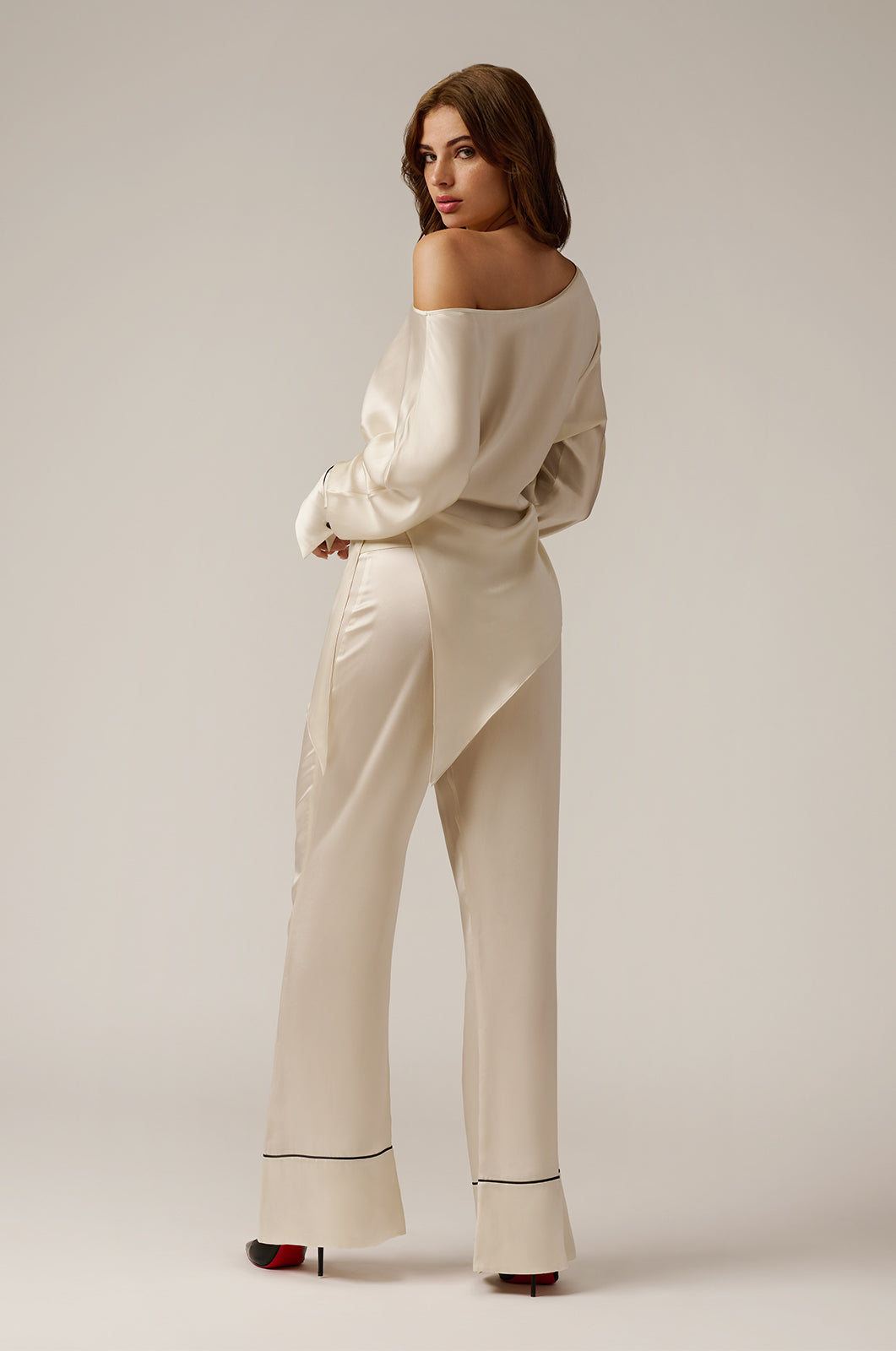 silk oversized pant trouser back view