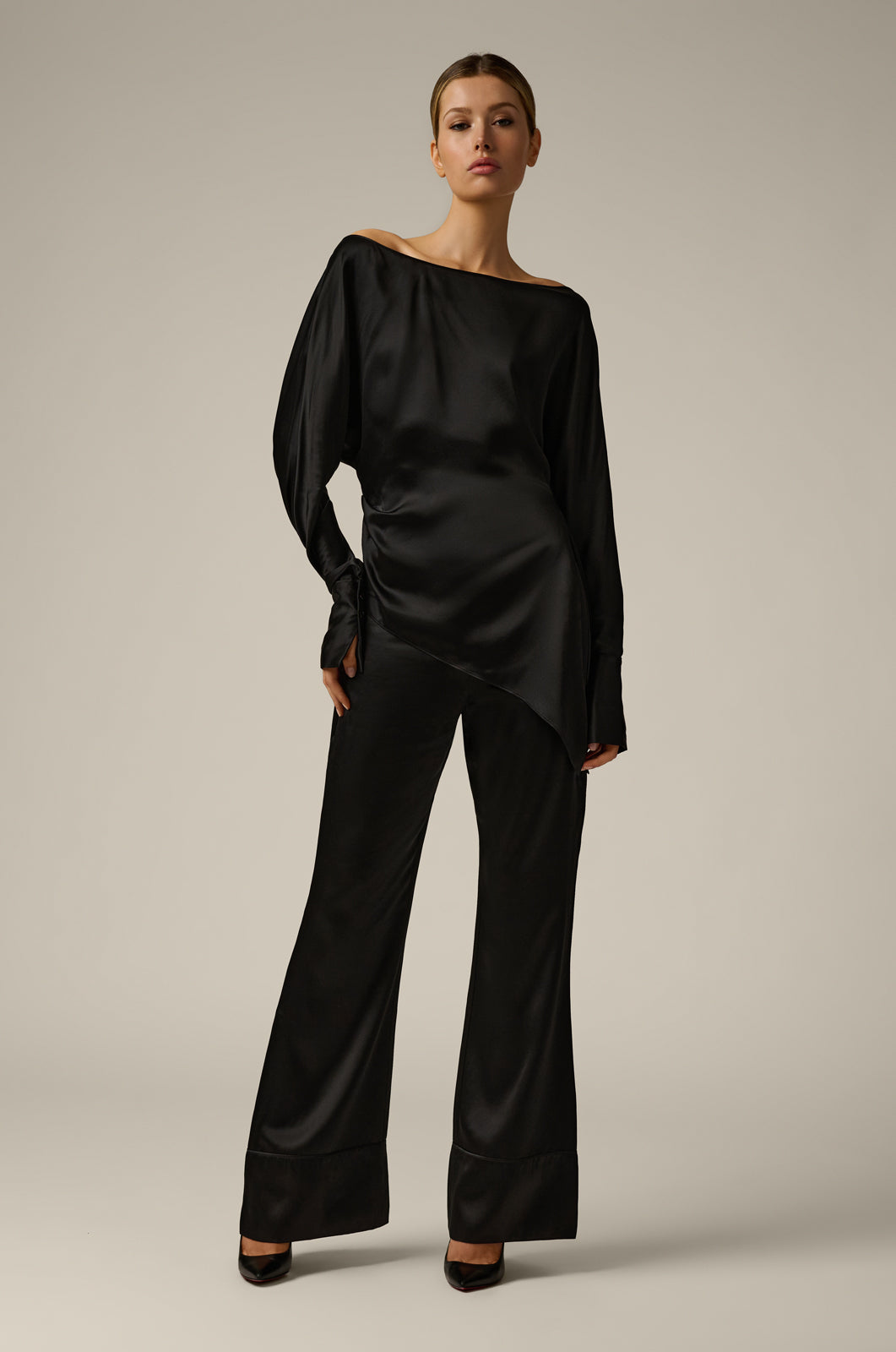 silk oversized pant trouser front view