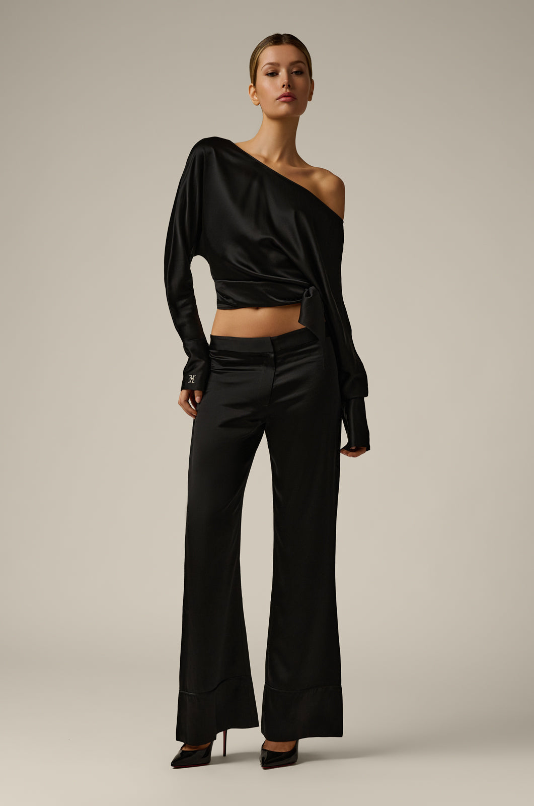 silk oversized pant trouser front view