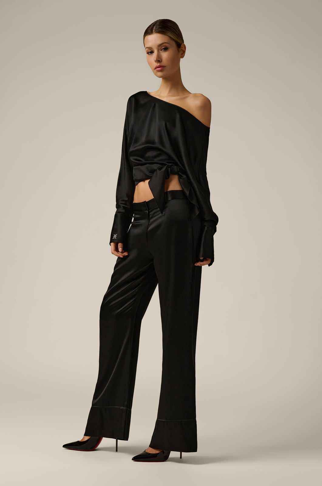 silk oversized pant trouser front view