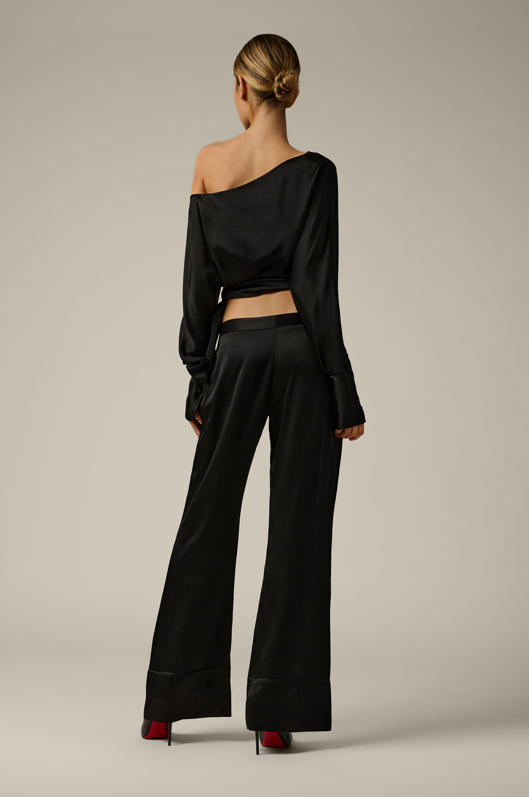 silk oversized pant trouser back view